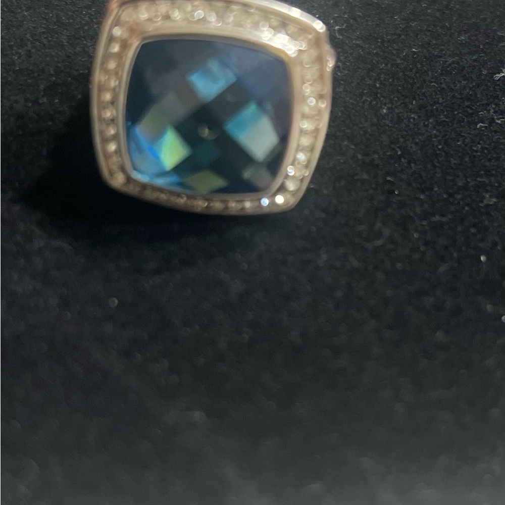 Premier Designs Blue Gemstone Ring with Silver Accents size 8